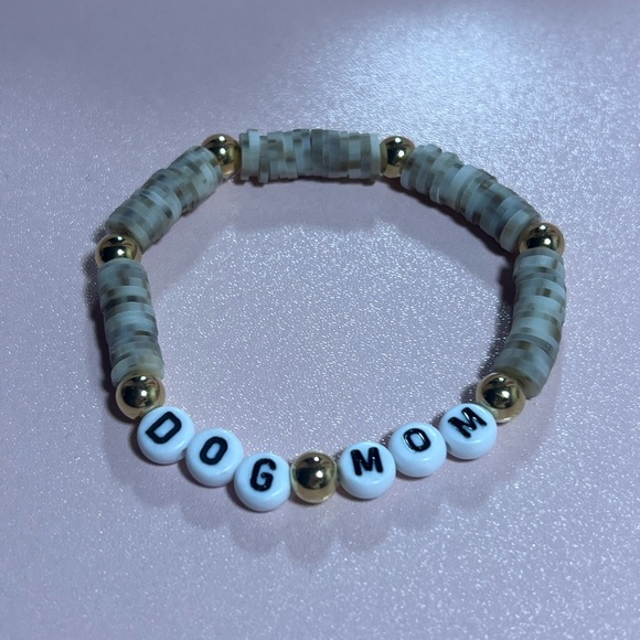 Dog Mom Beaded Bracelet - Gold and Gray - Picture 2 of 3